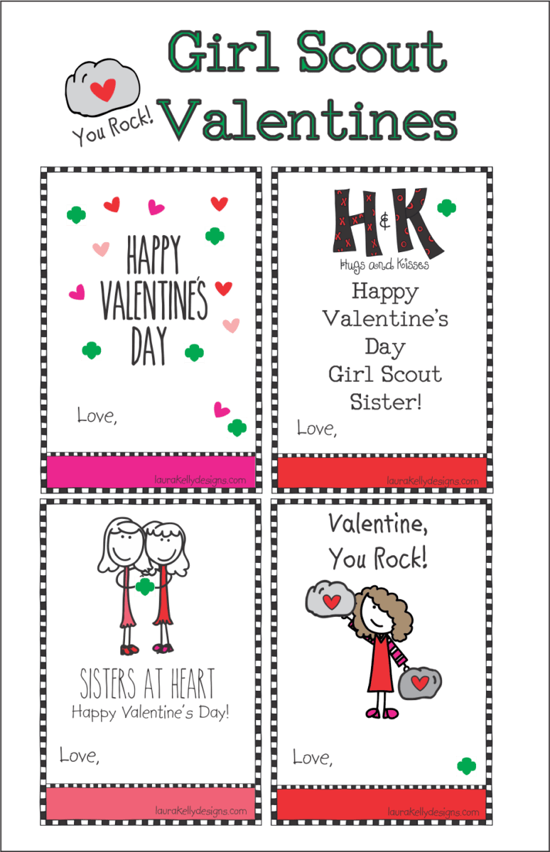 Girl Scout Valentines with Free Printable - Laura Kelly's Inklings