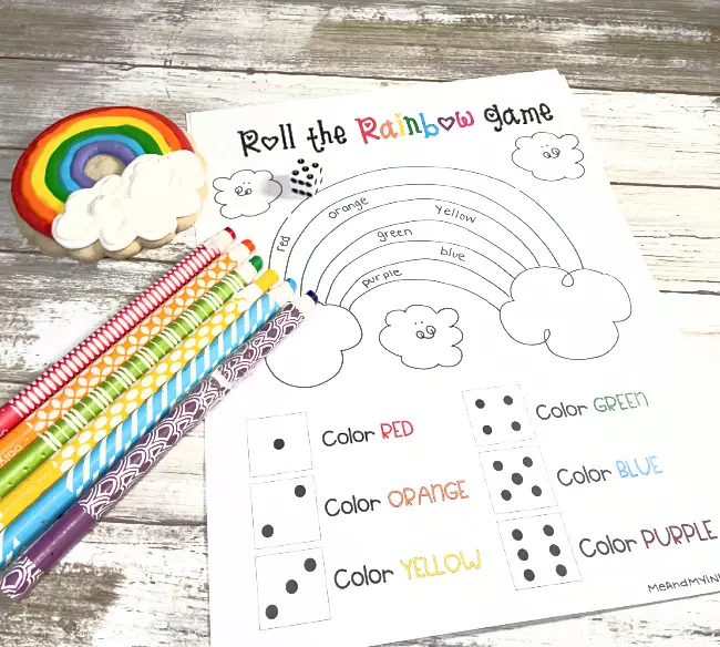 Roll the Rainbow Printable Math Game