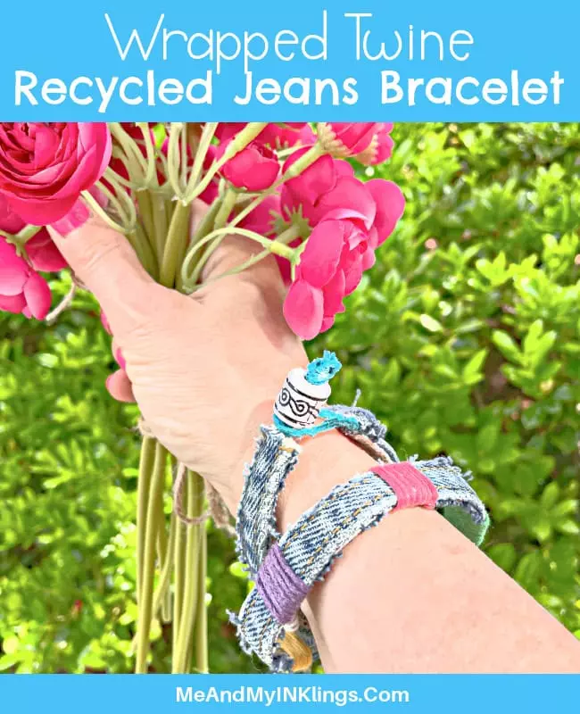 Recycled Jeans Bracelet with Twine or Cord - Laura Kelly's Inklings