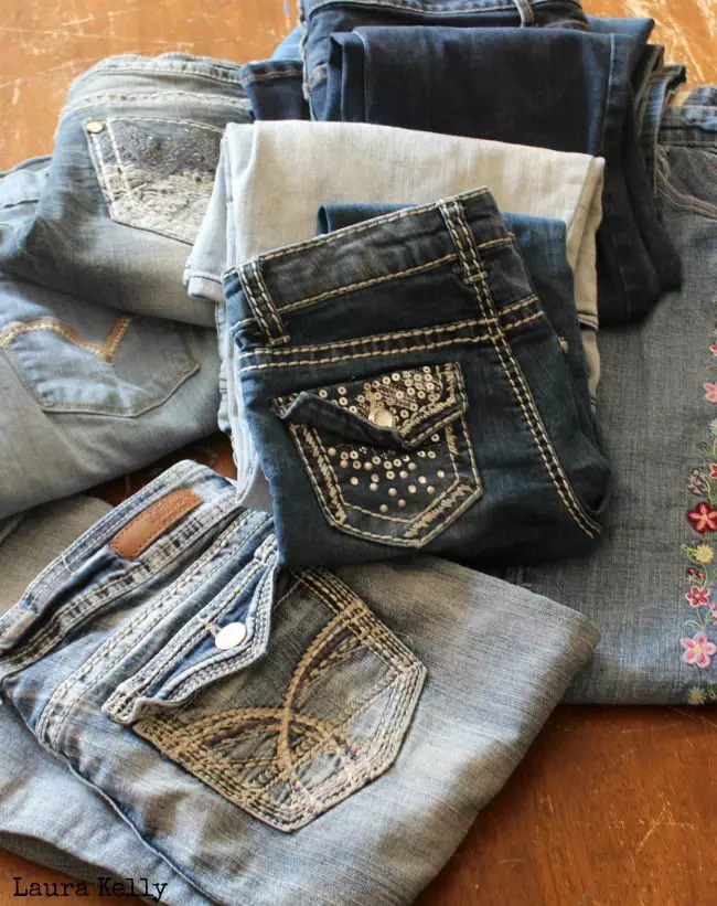 Upcycled Studio Decor with Old Jeans and Fabric - Laura Kelly's Inklings