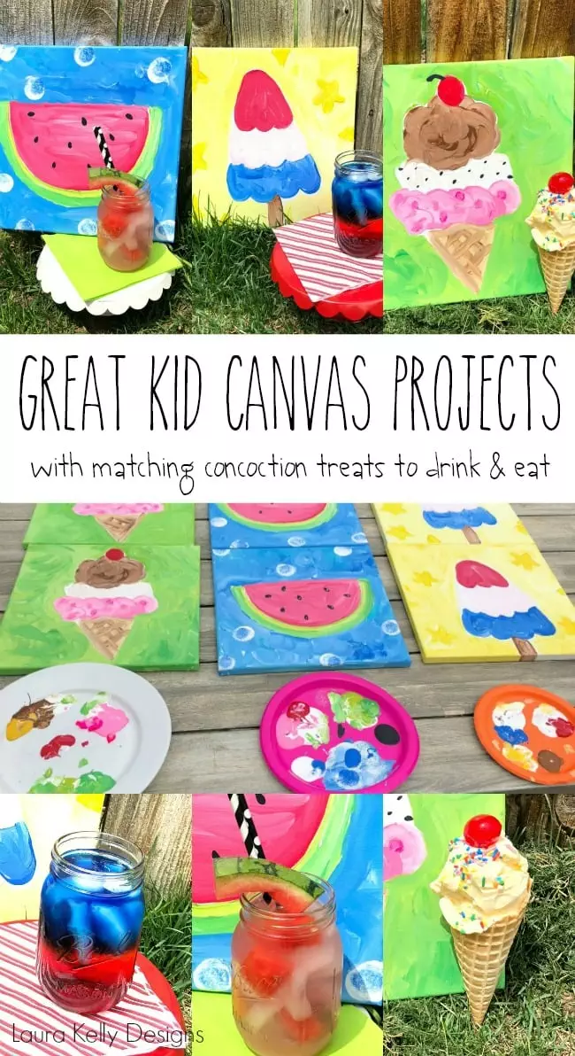 Summertime Kid Canvas Paintings Instructions with Matching Concoctions