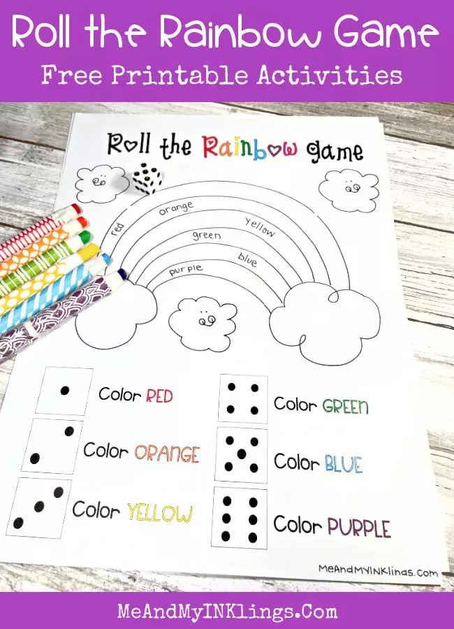 Roll a Rainbow Game Printable for Kids of All Ages - Laura Kelly's Inklings