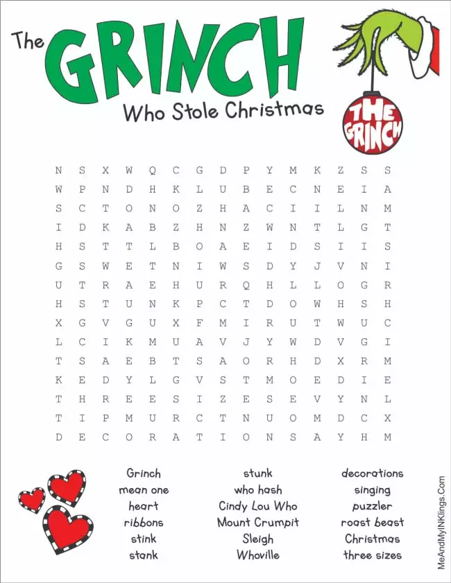 Grinch Word Search Puzzle Free Printable - Laura Kelly's Inklings