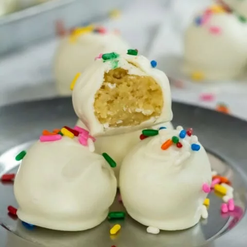 No Bake Cake Ball Cookies with Sprinkles - Laura Kelly's Inklings